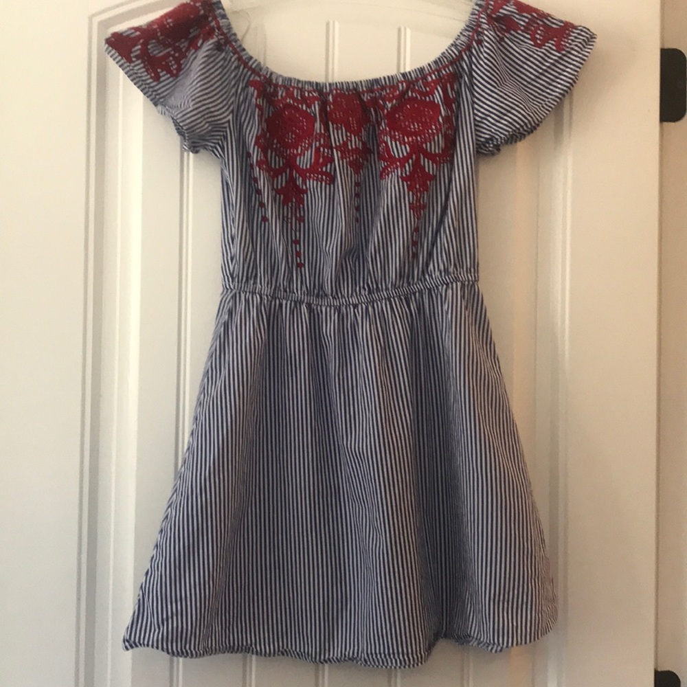 Francesca’s navy and white striped dress